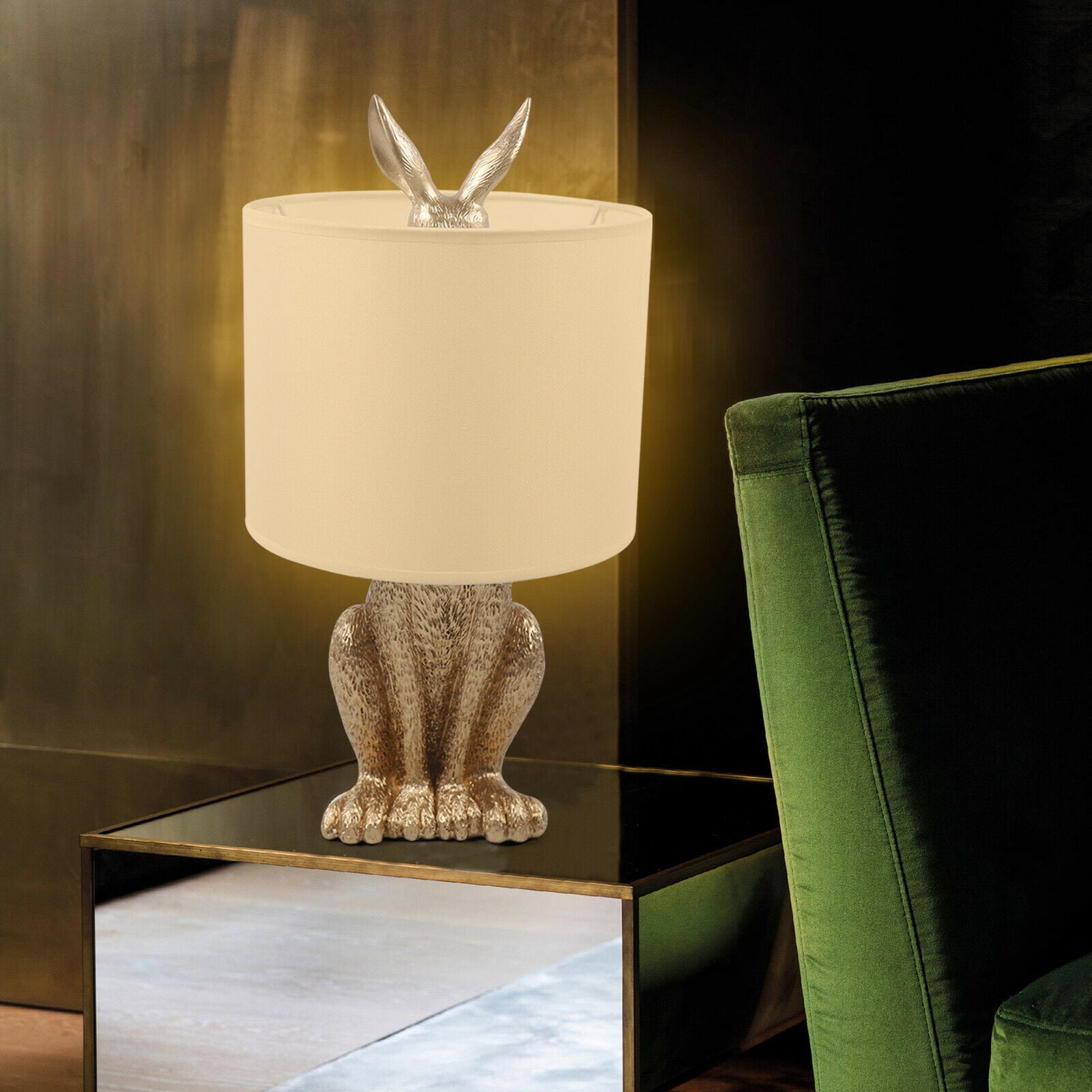 DENEST Gold Rabbit Desk Lamp Table Lamp Lovely Night Light Reading Protect Eyes E27 New