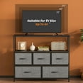 thumbnail image 3 of CONCETTA TV Stand Dresser with 5 Fabric Drawers and Open Shelving, Multi-functional Storage Unit Fits TV up to 45 inches for Bedroom Living Room Hallway, Gray, 3 of 8