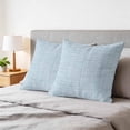 thumbnail image 6 of 16x16 Pillow Covers Set of 2, Misty Blue Rustic Square Throw Pillow Covers for Couch/Sofa/Living Room, Vintage Farmhouse Blue Solid Color Decorative Soft Pillowcases for Couch Throw Pillows, 6 of 9