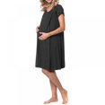 thumbnail image 4 of DEBGFS Robe de Travail et d'Accouchement à Manches Courtes, Chemise de Nuit de Maternité, Robe d'Hôpital pour l'Allaitement, Allaitement avec Boutons, P-TTG, Noir, m, 4 of 9