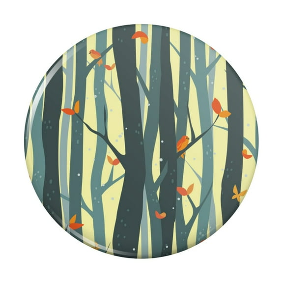Tree Forest Pattern with Birds and Butterflies Kitchen Refrigerator Locker Button Magnet