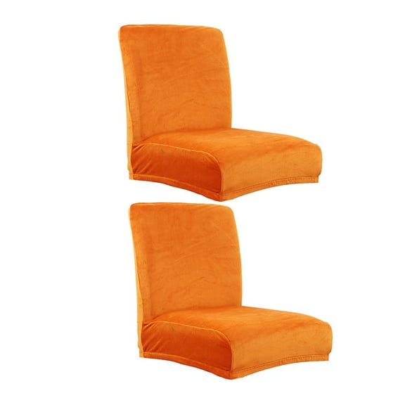2 Pieces Stretch Short Back Dining Cover Hotel Bar Stool Orange