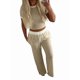 thumbnail image 3 of Conjunto de Pijama de Dos Piezas para Mujer, con Camiseta de Corta y Pantalón de Punto Acanalado. Caqui XL, 3 of 8