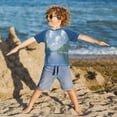 thumbnail image 3 of FORMRS Boys Rash Guard with Short Sleeves UPF 50+ Swim Shirts Sizes 3-12T, Blue Sky and River, 3 of 6