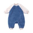 thumbnail image 2 of Rciityk Blue Baby Fleece Button Pajamas Romper Infant Crewneck Long Sleeve Snowsuit Newborn Boys Girls Warm Jumpsuit Pjs for 0-9 Months Happy New Year, 2 of 7