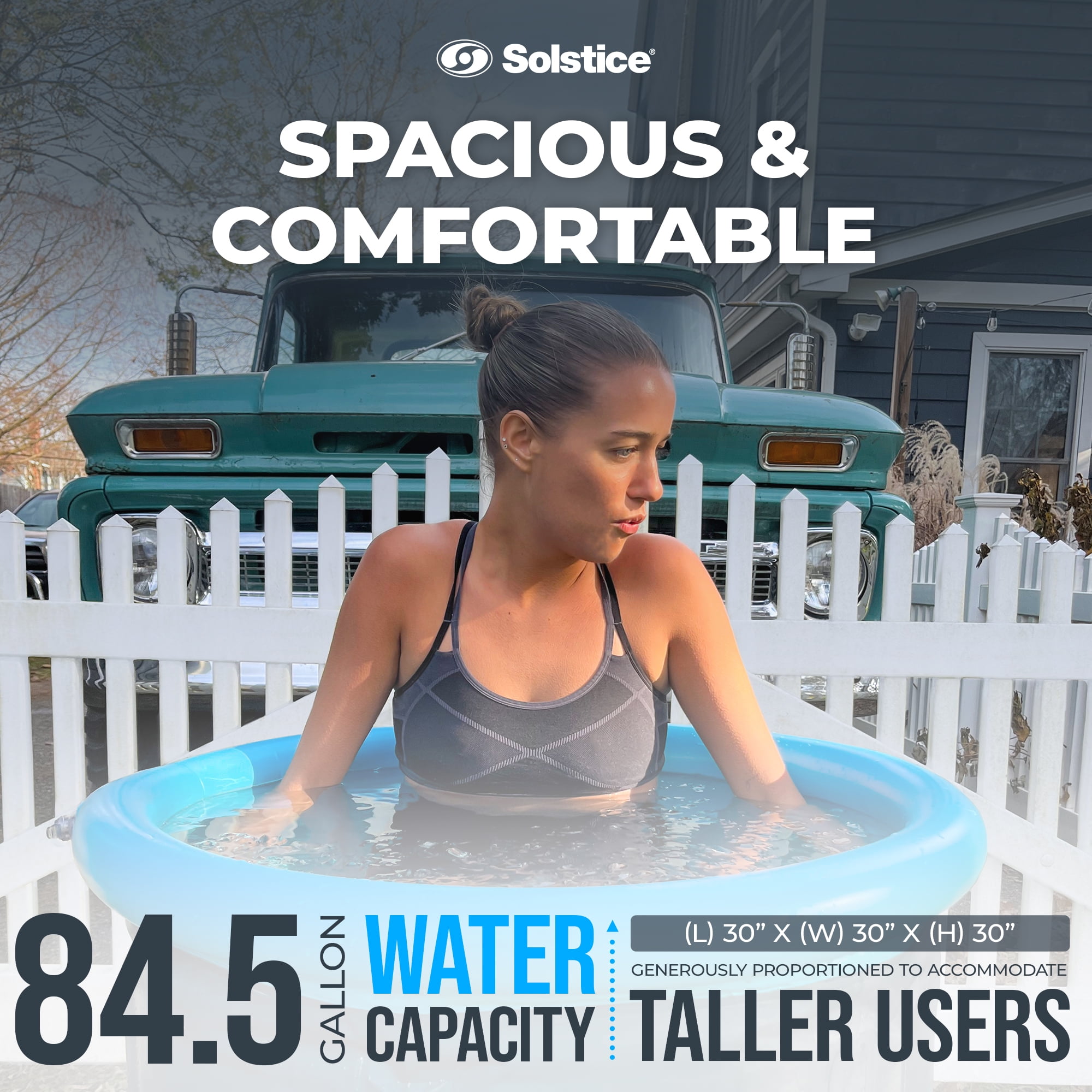 Solstice Cold Pod Plunge 84.5 Gal Ice Bath Tub with Large Lid & Carry Bag