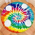 thumbnail image 2 of Colorful Tie Dye Pattern Round Fitted Tablecloth with Elastic Edge,Dining Table Cover Waterproof,Outdoor Round Tablecloth for Camping,Dining,Indoor and Outdoor, 2 of 7