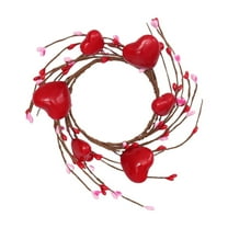 chaungfeng Christmas Candle Rings Wreaths, Red Heart Candle Holder 3 Inch Center Berry Mini Wreath, for Pillar Christmas Table Centerpieces Cabinet Wedding Farmhouse