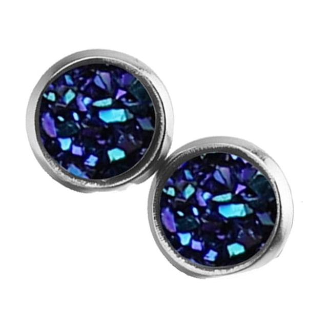 yingyy 1 Paire de Boucles d'Oreilles Rondes Bijoux Incrustés de Strass Légers pour Fête d'Anniversaire Bleu Foncé 1Set