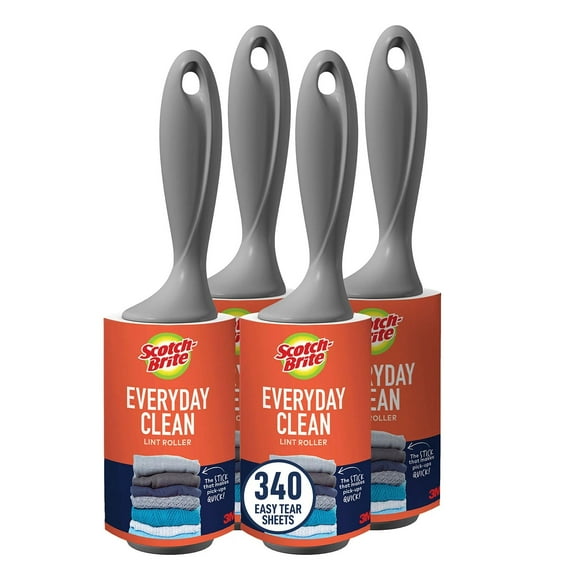 Scotch-Brite Lint Roller Pack, 4 Rollers/Pack, 85 Sheets/Roller