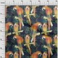 thumbnail image 3 of oneOone Georgette Viscose Orange Fabric Parrot,Monstera Leaves & Floral Quilting Supplies Print Sewing Fabric By The Yard 42 Inch Wide, 3 of 5
