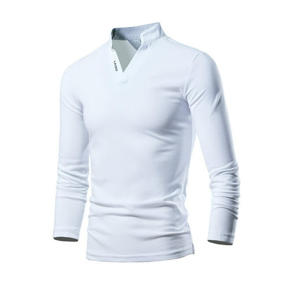 Men's Heavyweight Long Sleeve T-Shirt Stand Collar Loose Fit Solid Color Top Spring Summer Casual Tee Comfortable Breathable Shirt Men's Lightweight Crewneck Tee Tops