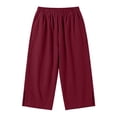 thumbnail image 6 of SHTXOZHI Womens Basic Capri Pants Elastic Waisted Straight Leg Ruched Capris Casual Vacation Bottoms with Pockets, 6 of 6