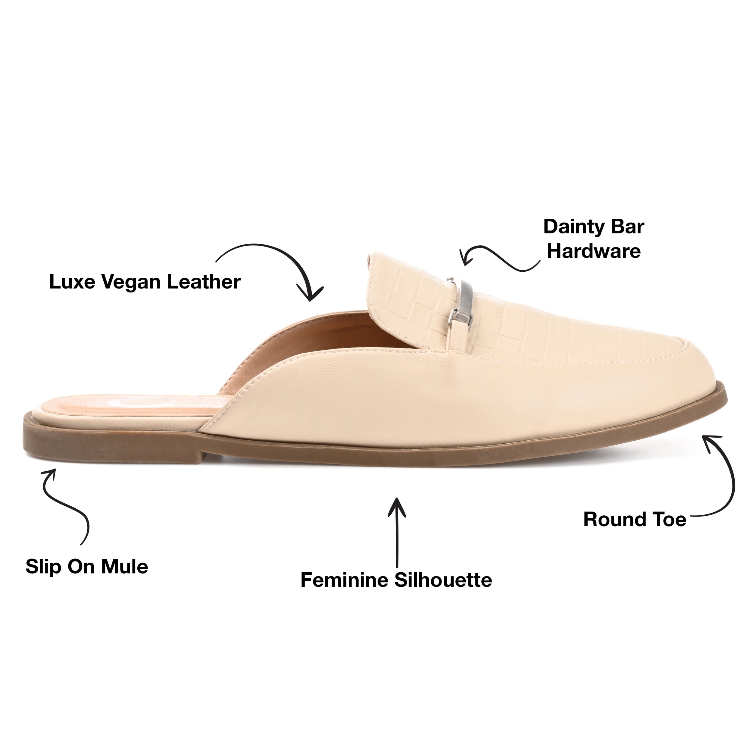 Journee Collection Womens Rubee Slip On Round Toe Mules Flats