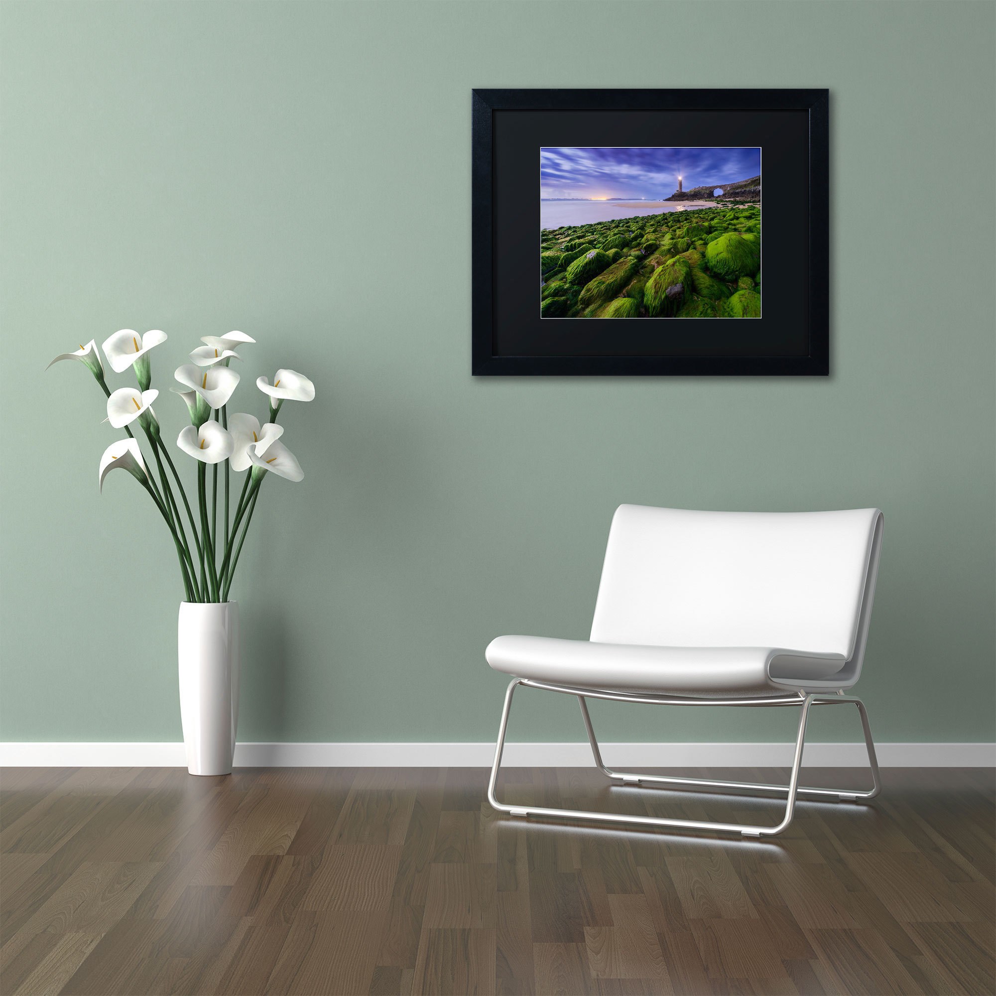Trademark Fine Art "Full Moon in Brittany" Canvas Art by Mathieu Rivrin, Black Matte, Black Frame