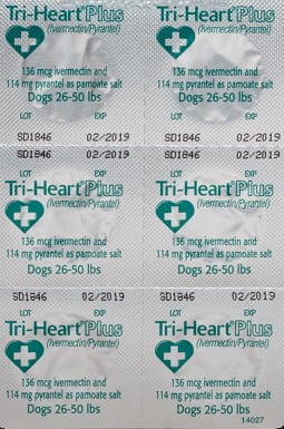 Tri-Heart Plus Chewable Tablet for Dogs, 26-50 lbs, (Green Box)