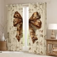 thumbnail image 2 of Homewish Retro Brown Bowtie Black Out Curtains,Vintage Bow Ribbon Curtains Pack of 2 (42x63 Each),Country Flower Floral Bedroom Curtains For Girls Kids,Ultra Soft Home Decor, 2 of 6