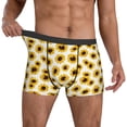 thumbnail image 3 of Men's Boxer Briefs, cute yellow Sunflowers white Soft Comfy Mens Underwear Boxer Briefs Breathable With Widen Waist, 3 of 7