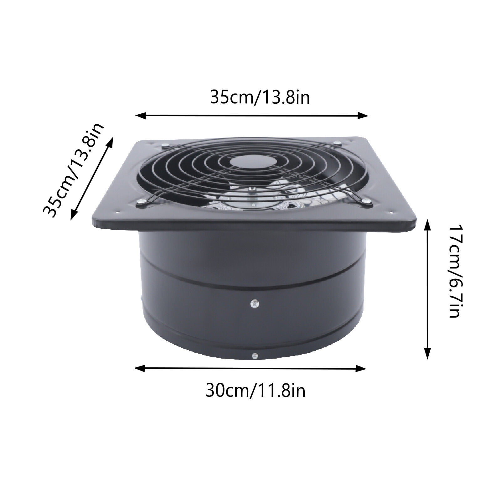 12" 7 Blades Exhaust Fan Extractor Fan Wall Ceiling Mount for Bathroom Kitchen and Garage Black 125W 2800r/min