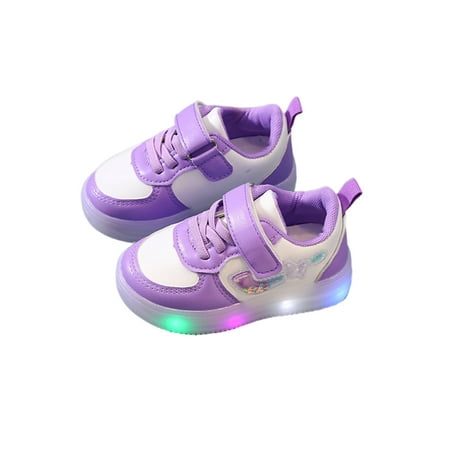 

Fangasis Children Running Shoe LED Skate Shoes Magic Tape Sneakers Unisex Trainers School Fashion Sport Athletic Sneaker Purple 6.5C