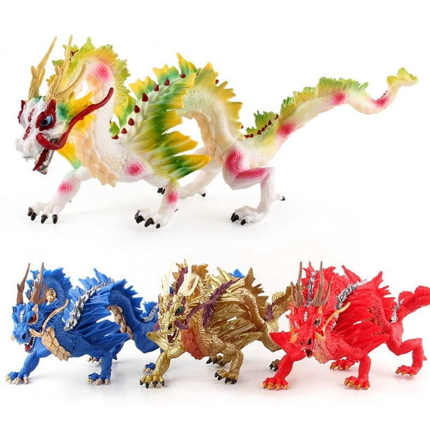 Dragón gigante gigante dorado, dragón auspicioso, bestia de dios dragón sólido de gran tamaño, modelo tridimensional colorido, adornos, juguetes