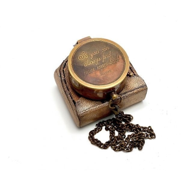 Personalised Engraved Pocket Compass Brass Nautical Compass, Handmade Compass