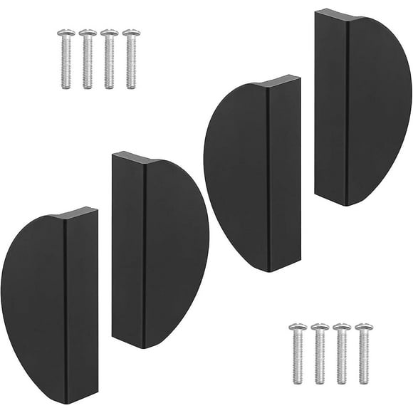 4 Pieces Drawer Handles Semicircle Moon Cabinet Handle Aluminum Semicircle Dresser Knobs Furniture Hardware For Cabinets Cupboard Cupboard Door Black