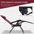 thumbnail image 3 of Zero Gravity Chair Set of 2 Patio Chair with Side Table Cupholders and Pillows for Pool, Backyard, Lawn, Beach, Red, 3 of 7