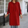 thumbnail image 2 of DHFJKG Women's Longline Hooded Sweatshirt Coat Solid Color Loose Fit Over Knee Casual Hoodies Pocket Outerwear With Drawstring For Fall Winter Comfort Jackets, 2 of 4
