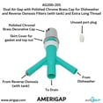 thumbnail image 2 of Dual Air Gap with Polished Chrome Brass Cap for Dishwasher and Reverse Osmosis Filters (with tank) and Extra Long Thread (AG200-205, AG200-X05, AMERIGAP), 2 of 9