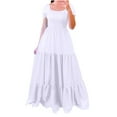 thumbnail image 2 of Antinious Ladies Summer Dress,Elegant Dresses for Women,Evening Dresses for Women Solid Plus Size Short Sleeve Off the Shoulder Ankle Evening Dress,White,XL, 2 of 3