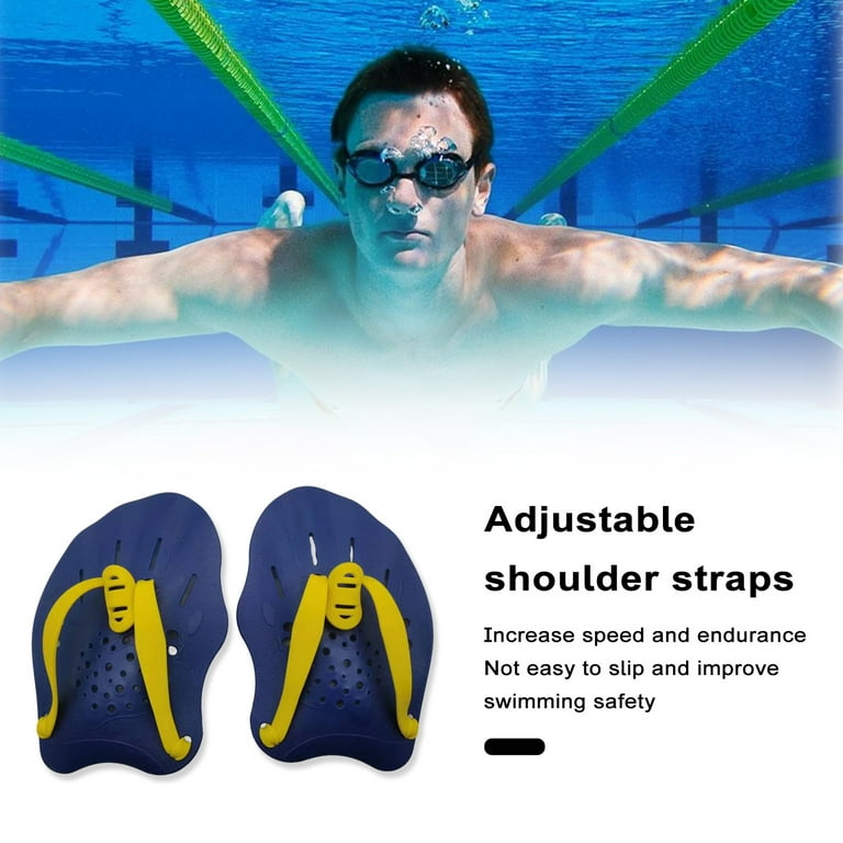 HOUSON 1 Pair Black Swimming Hand Paddle, Swim Training With Adjustable