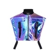 thumbnail image 3 of TiaoBug Kids Girls Shiny Metallic Zip Up Jacket Hip Hop Dance Performance Sparkly Cropped Tank Top Blue 16, 3 of 7