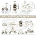 thumbnail image 2 of 1 Box 48Pcs 8 Styles Bicycle Charms Alloy Pendants Bike Motorcycle Car Tour Bus Train Charm Kit Silver Transportation Pendant for Jewelry Making Charms DIY Necklace Bracelet Earring Crafting, 2 of 6