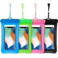 thumbnail image 1 of 4 Piece Floatable Waterproof Phone Pouch Floating Waterproof Cell Phone Case Universal Cellphone Dry Bag Case with Lanyard for Smartphone up to 6.5 Inch - Blue, Rose Red, Green, Black, 1 of 7