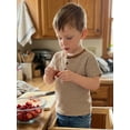 thumbnail image 3 of Cenuakty 3M-4T Toddler Baby Boys Summer T-Shirts Striped Half Button Up Crew Neck Short Sleeve Casual Tops, 3 of 8