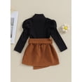 thumbnail image 4 of CIYCuIT Kids Baby Girl Skirts Set Long Sleeve Turtleneck T-shirt + Button Irregular Skirt + Belt 3Pcs Fall Outfits Toddler Sweet Casual Clothes 6M 12M 24M 3T 4T 5T, 4 of 8