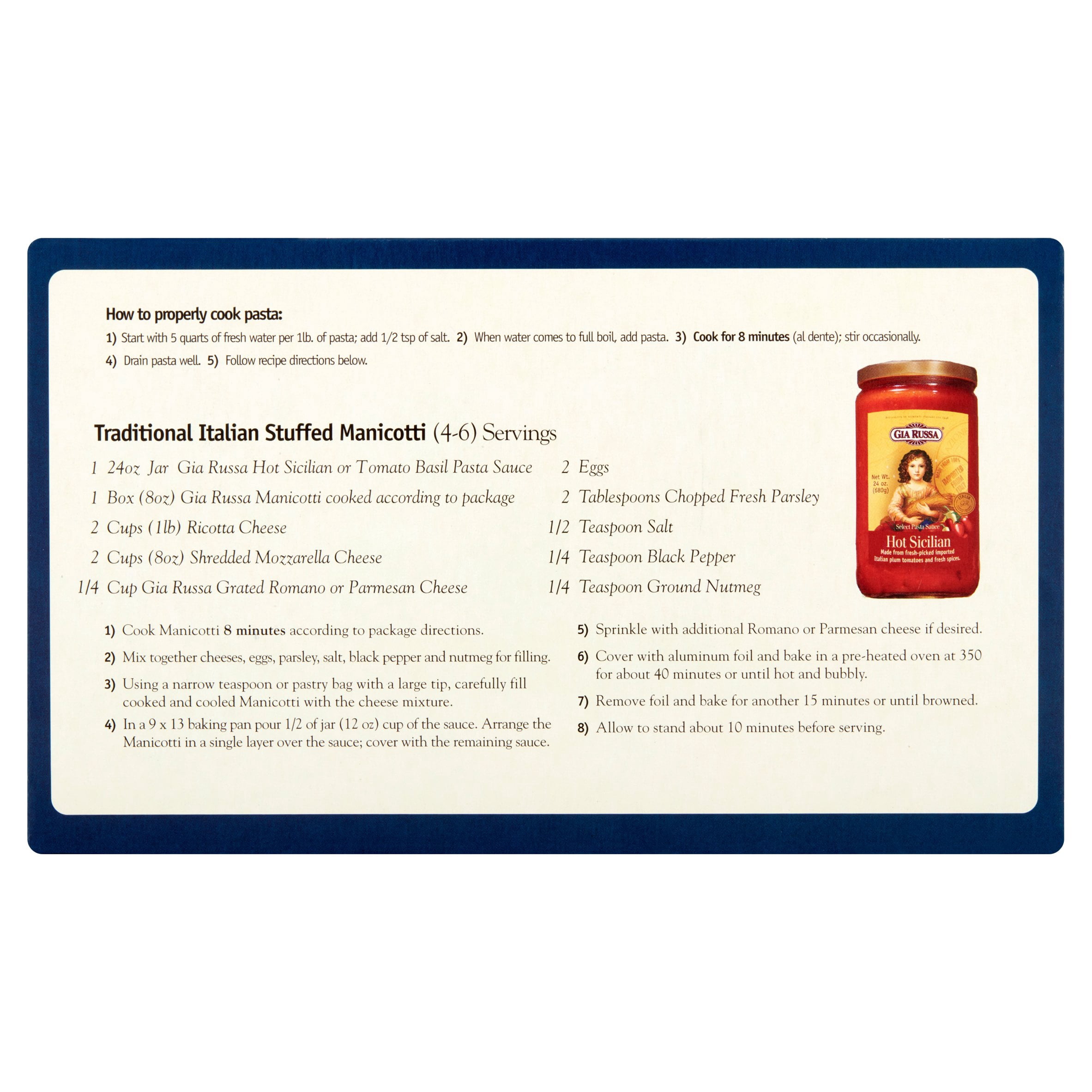 Gia Russa 47 Manicotti, 8 oz