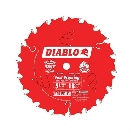 Diablo 5-1/2 in. Dia. x 10 mm Fast Framing TiCo Hi-Density Carbide Trim Saw Blade 18 teeth 1 pc.