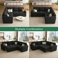 thumbnail image 5 of HONBAY Convertible Linen Upholstered Sectional Sofa Sleeper Pull-Out Sofa Bed with Storage for Living Room Furniture Sets, Velvet Black, 5 of 8