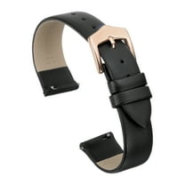 Uxcell 16mm Black Genuine Leather Watch Bands with Rose Gold Buckle for Women