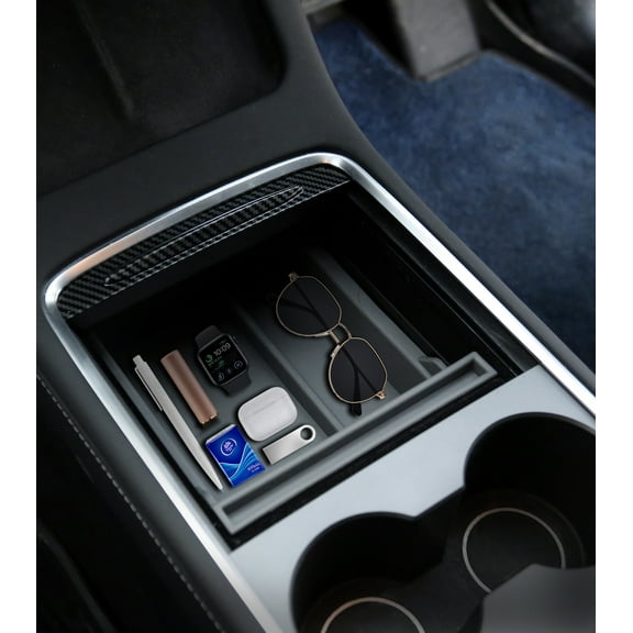 Center Console Organizer Removable Double Layer Console Tray For 2021-2024 Tesla 3