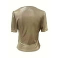 thumbnail image 4 of Dressy Puff Sleeve Metallic Wrap Shirts for Women Ruched Business Casual Elegant Tops 2026 Summer Workout, 4 of 5