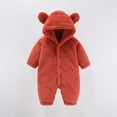 thumbnail image 3 of fatyb Baby Snowsuit Hooded Long Sleeve Fleece Jumpsuit Soft Fuzzy Romper Winter Thermal Comfy Clothes, 3 of 7