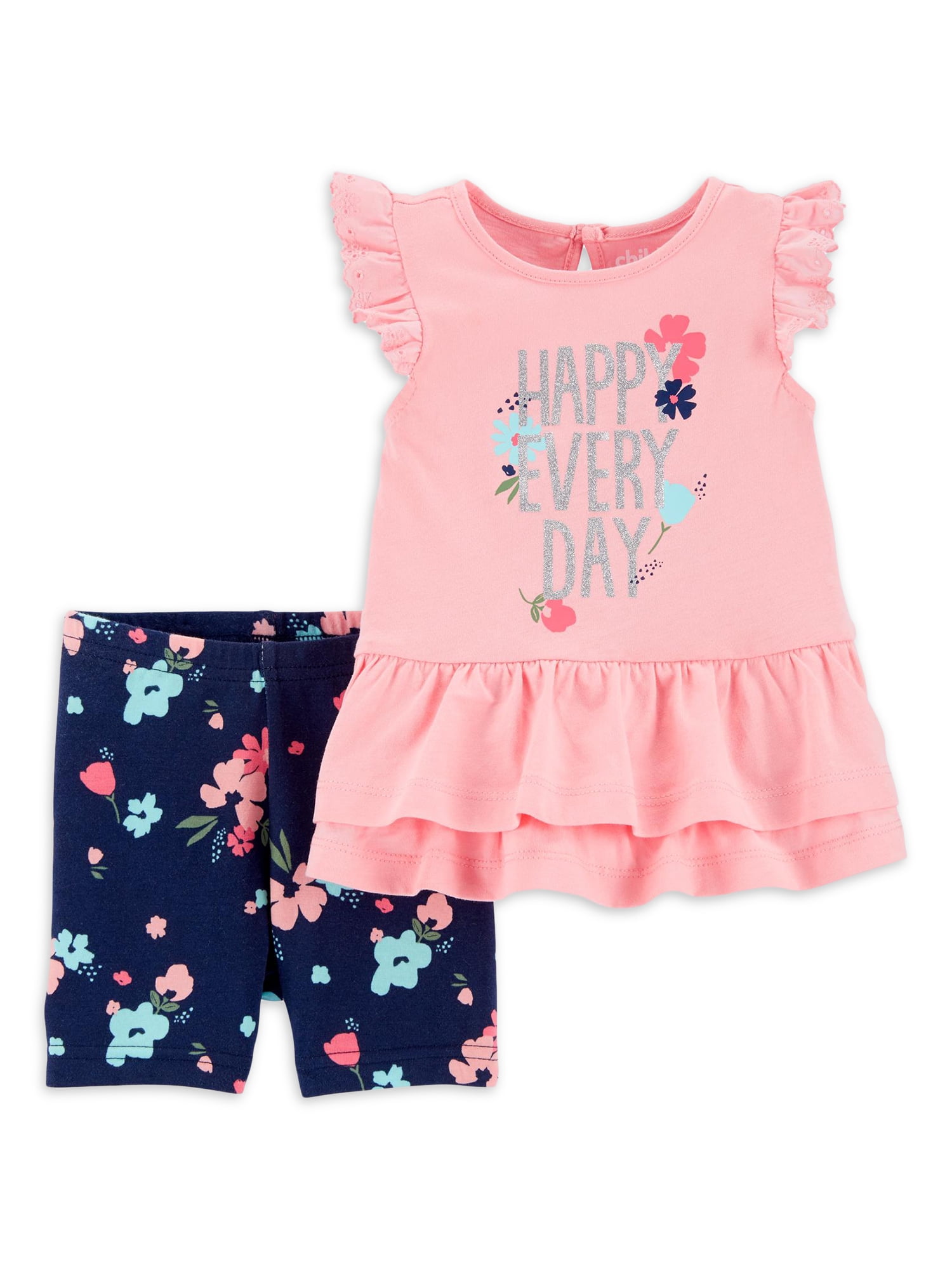 Newborn Baby Girls Summer Clothes Short Sleeve Ruffle T-Shirt Tops Drawstring Shorts Sets Infant Outfit