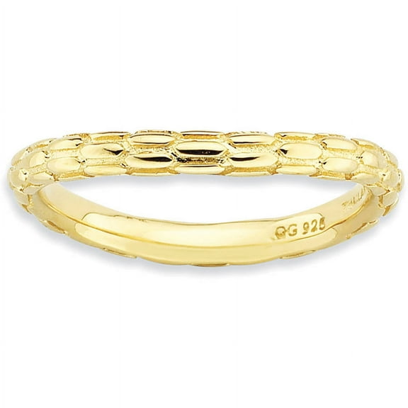 Sterling Silver Polished Gold-Plate Wave Ring