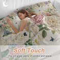 thumbnail image 3 of Vintage Flowers Twin Size Comforter Set, White Pink Purple Flower Plants Butterflies Linen Bedding for All Seasons, 4 Pcs Bed Set, 1 Quiltcover (68"x86") ,1Sheet(67"x116"), 2Pillowcases (30"x20"), 3 of 9