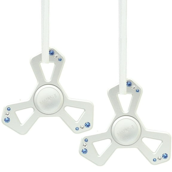 2 Set Matashi Hanging Christmas Tree Triangle Ornament W Crystals Decorations for Holiday