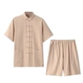 thumbnail image 1 of WILLBEST Conjunto de Lino para Hombre, 2 Piezas, Camisa, Pantalones Cortos de Manga Corta, Informal, 1 of 2