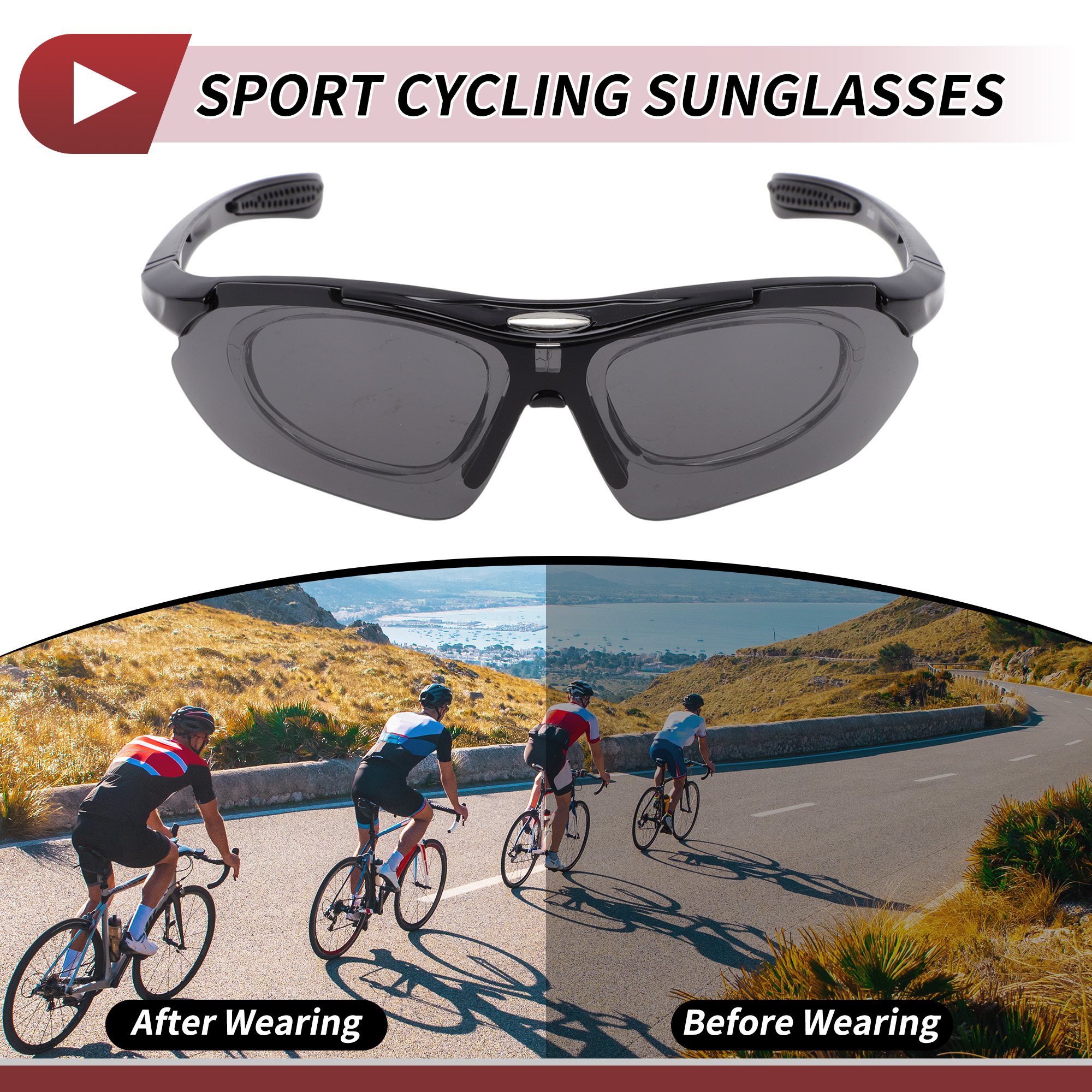 Unique Bargains 1 Set Motorcycle Riding Goggles PC PC Outdoor Sports Sunglasses for Motocross Dirt Bike ATV Dark Gray Lens Black Frame